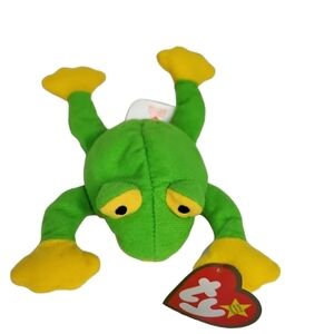 Ty Beanie Babie Smoochy Frog Green